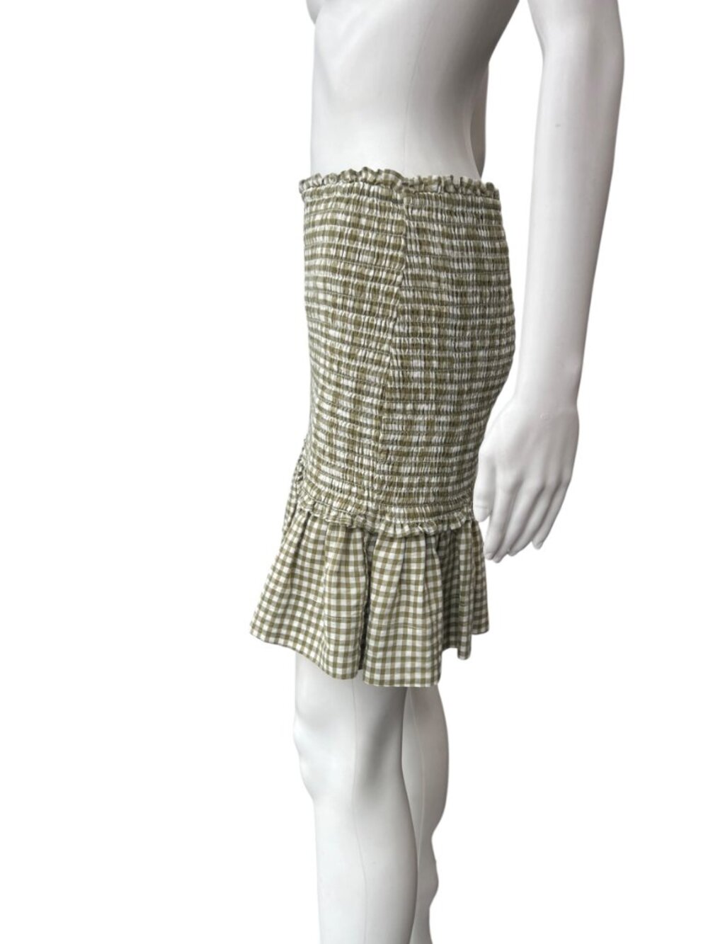 $298 Veronica Beard Green White Plaid Smocked Mini Cotton Aloya Dress size M - Picture 6 of 8